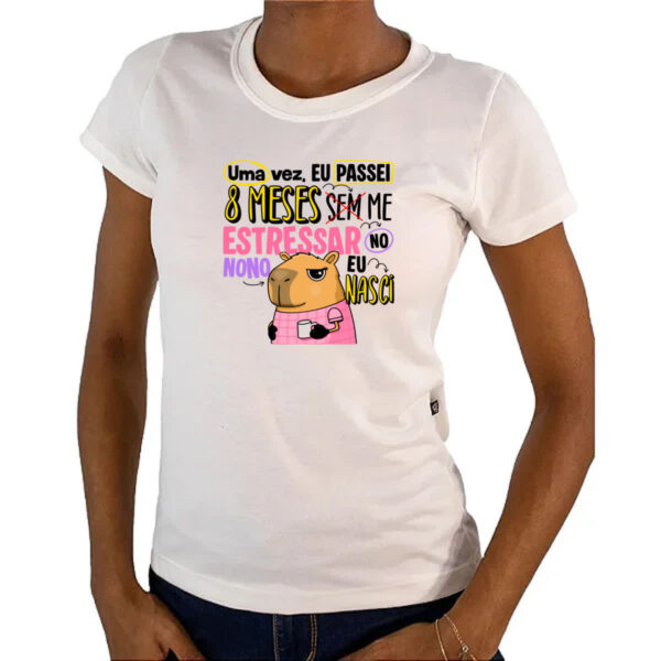 Camiseta Baby Look Capivara Sem estressar rosa - Imagem 4
