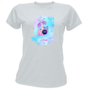 Camiseta Baby Look Libra fundo zodiacal