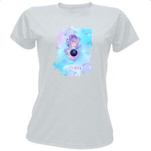 Camiseta Baby Look Peixes fundo zodiacal