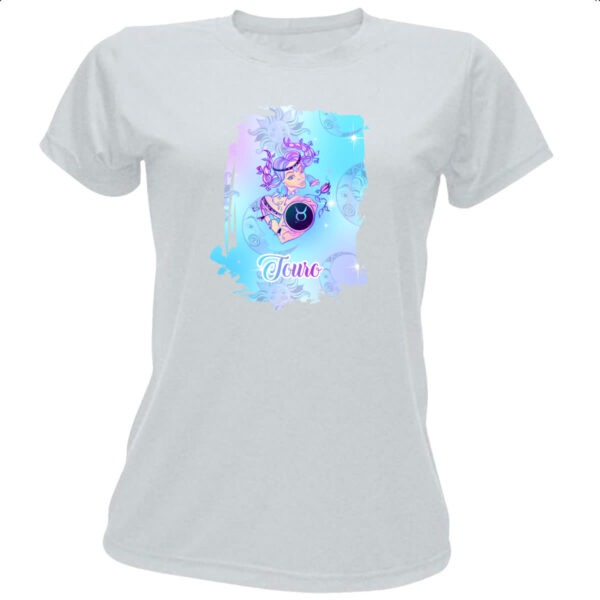 Camiseta Baby Look Touro fundo zodiacal