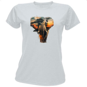 Camiseta Baby Look Elefante africano paisagem corporal
