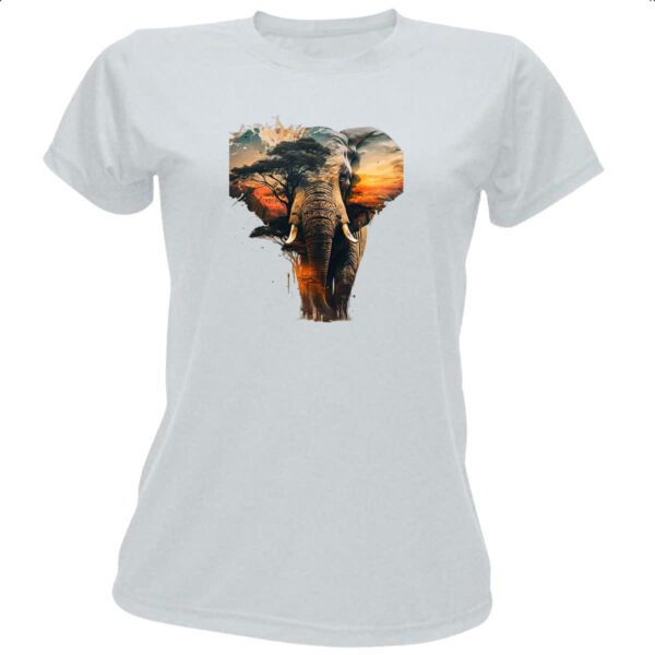 Camiseta Baby Look Elefante africano paisagem corporal
