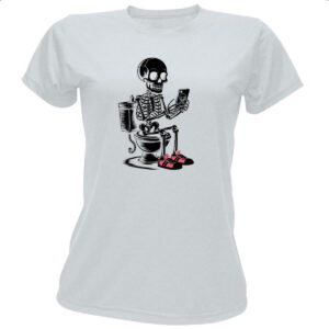 Camiseta Baby Look Esqueleto na Sala de Forca