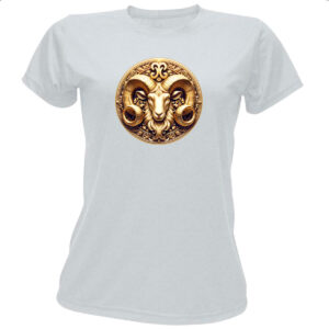 Camiseta Baby Look Signo de Aries moeda de ouro