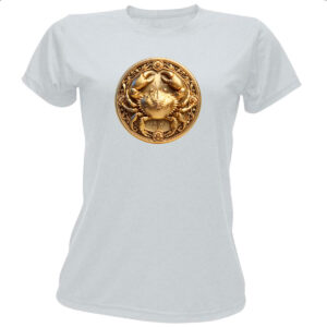 Camiseta Baby Look Signo de Cancer moeda de ouro