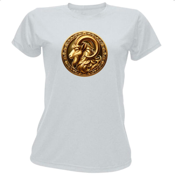 Camiseta Baby Look Signo de Capricornio moeda de ouro