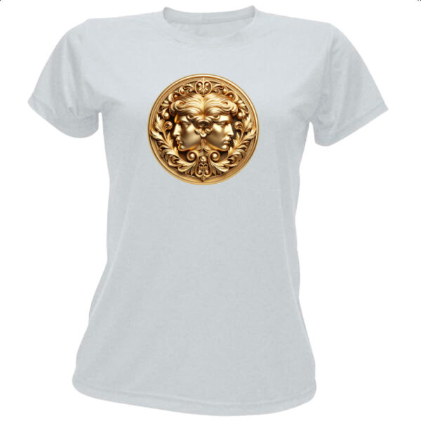 Camiseta Baby Look Signo de Gemeos moeda de ouro