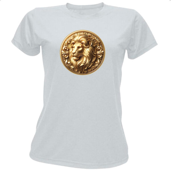 Camiseta Baby Look Signo de Leao moeda de ouro