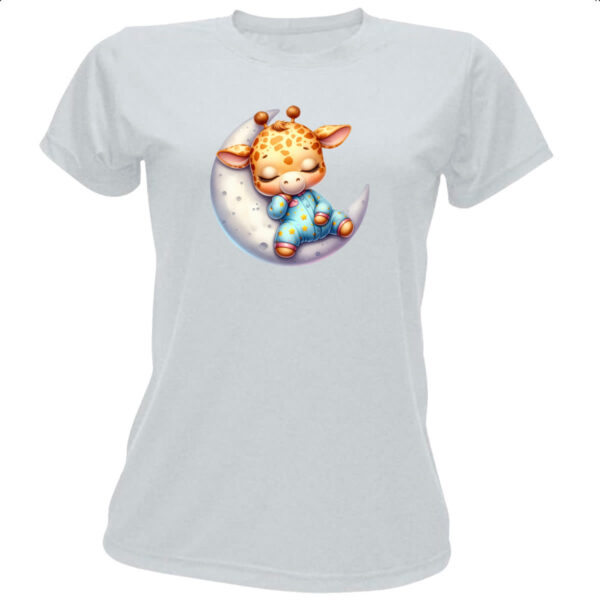 Camiseta Baby Look Cute Girafa dormindo na Lua