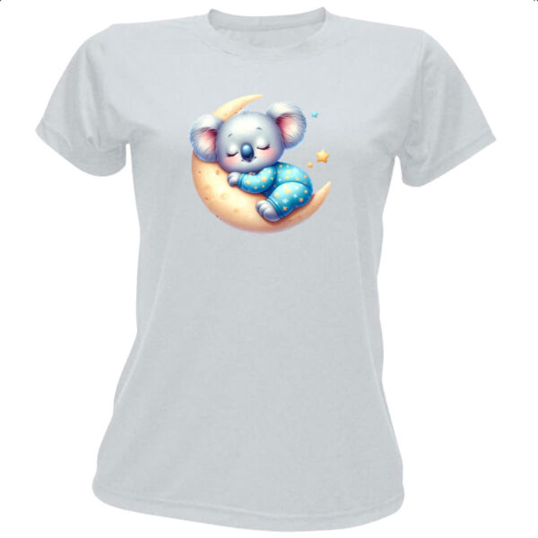 Camiseta Baby Look Cute Koala dormindo na Lua