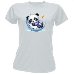 Camiseta Baby Look Cute Panda dormindo na Lua