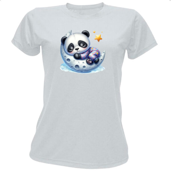 Camiseta Baby Look Cute Panda dormindo na Lua