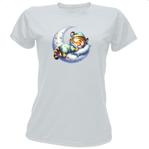 Camiseta Baby Look Cute Tigre dormindo na Lua