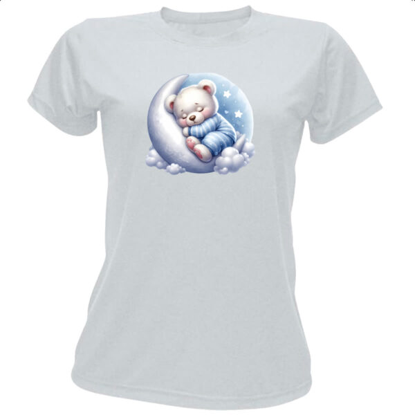 Camiseta Baby Look Cute Urso Polar dormindo na Lua