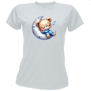 Camiseta Baby Look Cute Urso dormindo na Lua