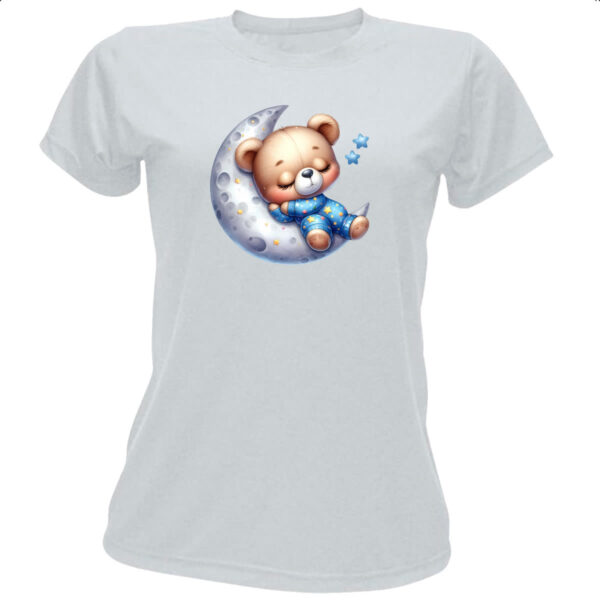 Camiseta Baby Look Cute Urso dormindo na Lua
