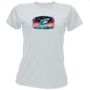 Camiseta Baby Look Megalodon Psicodelico Arte
