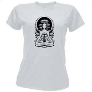 Camiseta Baby Look Yoga Cogumelos