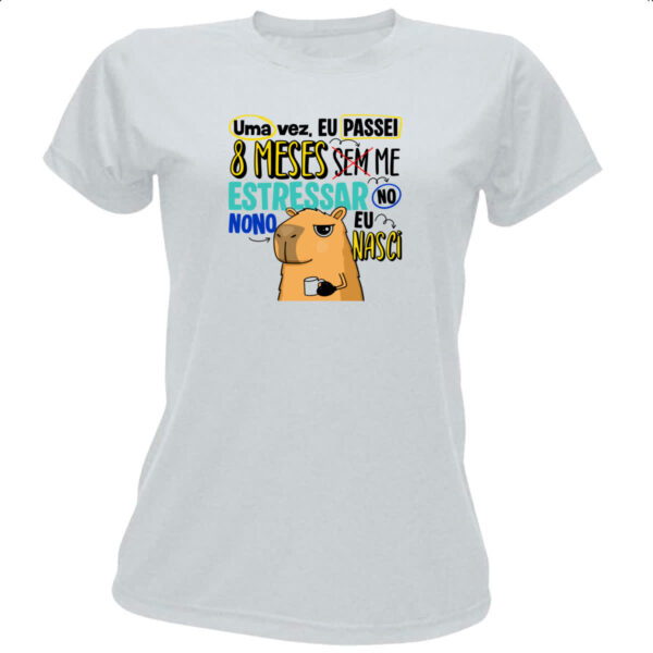 Camiseta Baby Look Capivara Sem estressar Azul