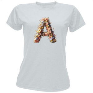 Camiseta Baby Look Alfabeto Floral Letra A