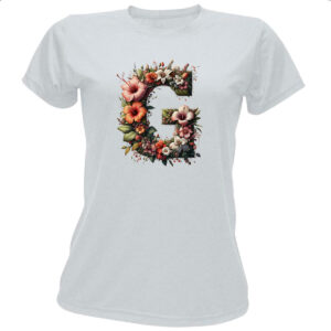 Camiseta Baby Look Alfabeto Floral Letra G