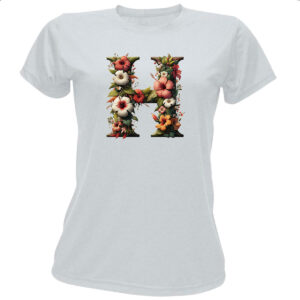 Camiseta Baby Look Alfabeto Floral Letra H