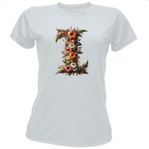 Camiseta Baby Look Alfabeto Floral Letra I