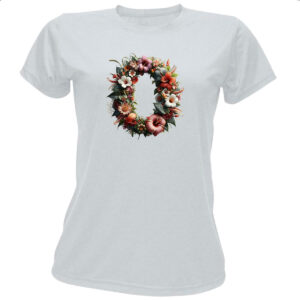 Camiseta Baby Look Alfabeto Floral Letra O