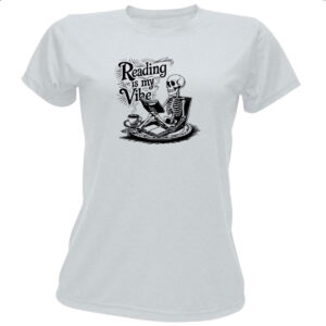 Camiseta Baby Look Caveira Reading is my vibe