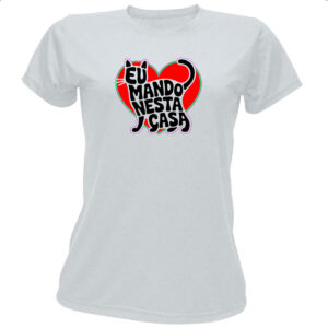 Camiseta Baby Look Silhueta gato manda na casa