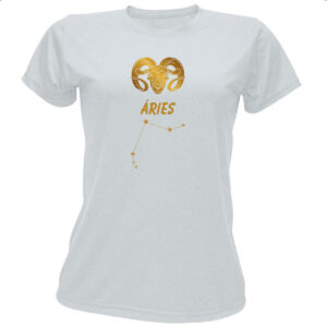 Camiseta Baby Look Signo Aries Constelacao Dourada