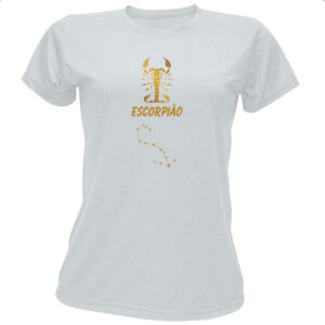 Camiseta Baby Look Signo Escorpiao Constelacao Dourada