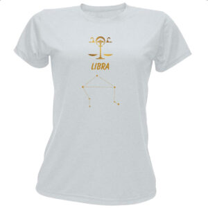 Camiseta Baby Look Signo Libra Constelacao Dourada