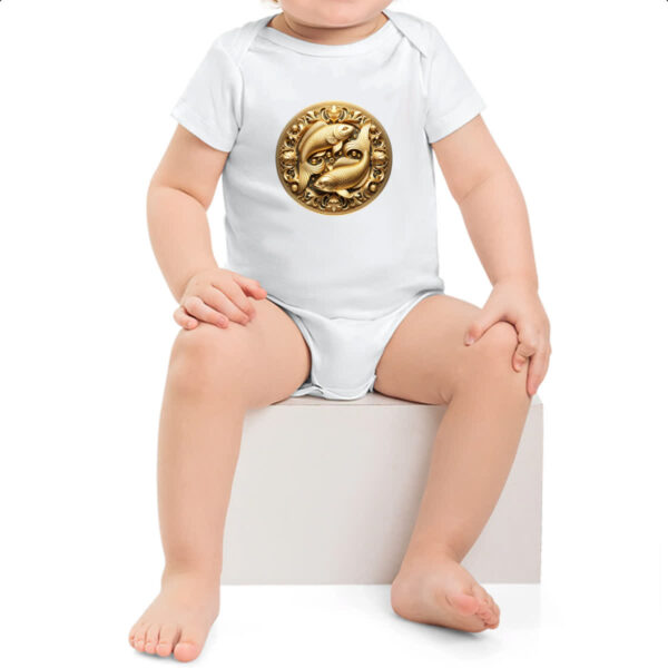 Body infantil Signo de Peixes moeda de ouro - Imagem 2