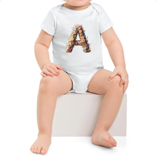 Body infantil Alfabeto Floral Letra A - Imagem 2
