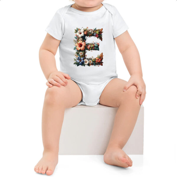 Body infantil Alfabeto Floral Letra E - Imagem 2