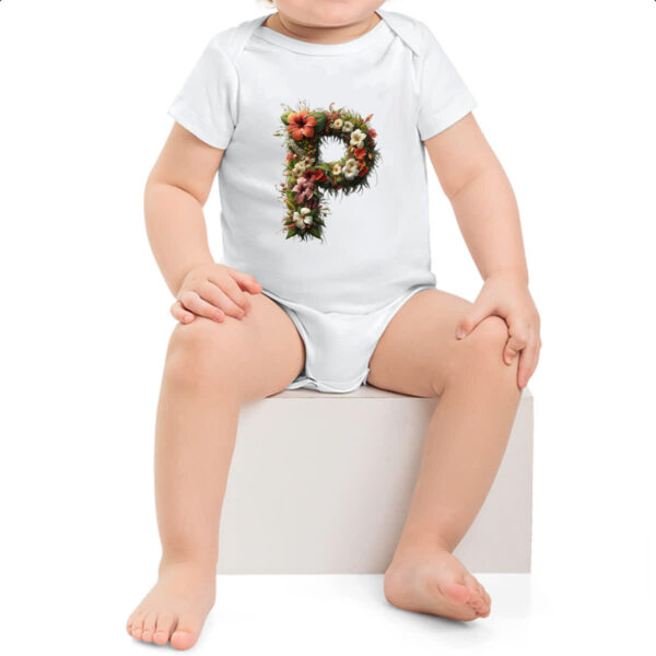 Body infantil Alfabeto Floral Letra P - Imagem 2