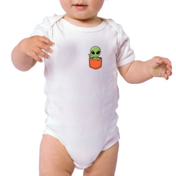 Body infantil Alien no bolso laranja - Imagem 3