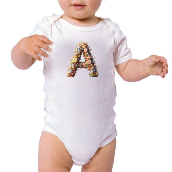 Body infantil Alfabeto Floral Letra A - Imagem 3