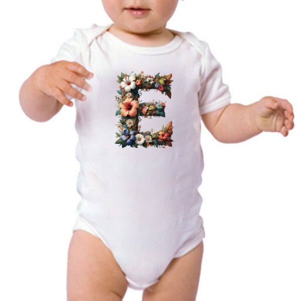 Body infantil Alfabeto Floral Letra E - Imagem 3