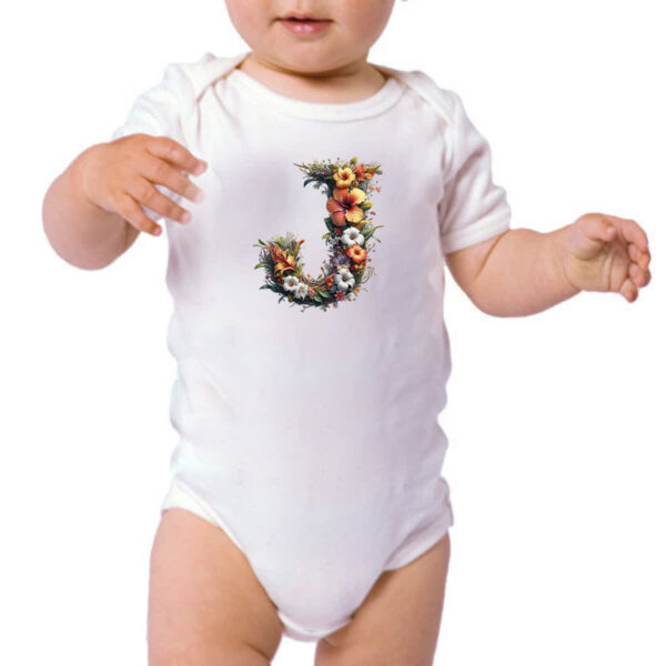 Body infantil Alfabeto Floral Letra J - Imagem 3
