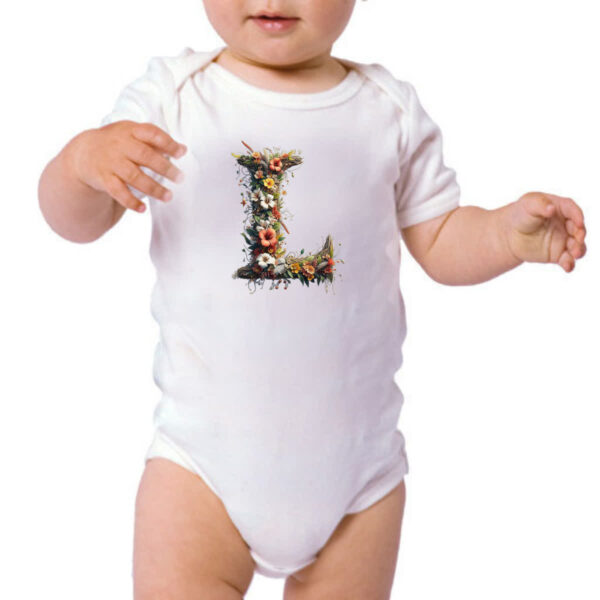 Body infantil Alfabeto Floral Letra L - Imagem 3