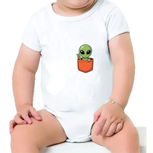 Body infantil Alien no bolso laranja - Imagem 4