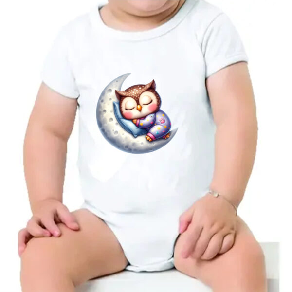 Body infantil Cute Coruja dormindo na Lua - Imagem 4