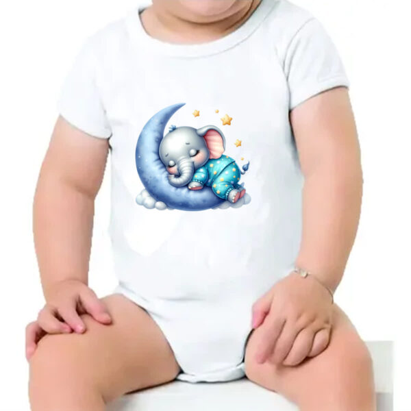 Body infantil Cute Elefante dormindo na Lua - Imagem 4