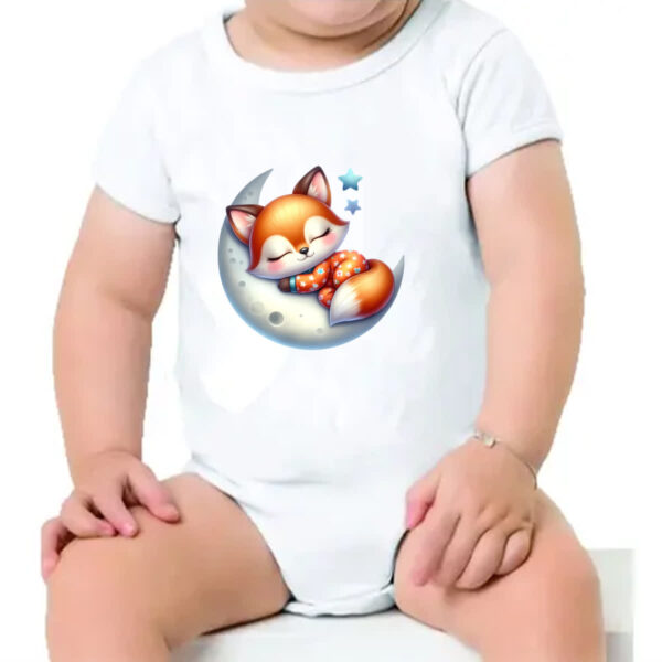Body infantil Cute Raposa dormindo na Lua - Imagem 4