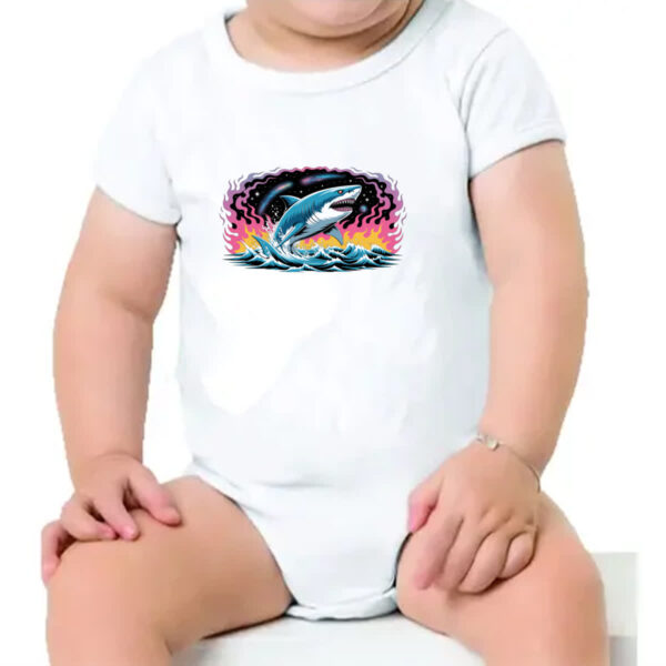 Body infantil Megalodon Psicodelico Arte - Imagem 4