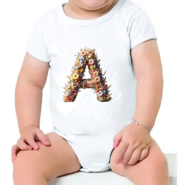Body infantil Alfabeto Floral Letra A - Imagem 4