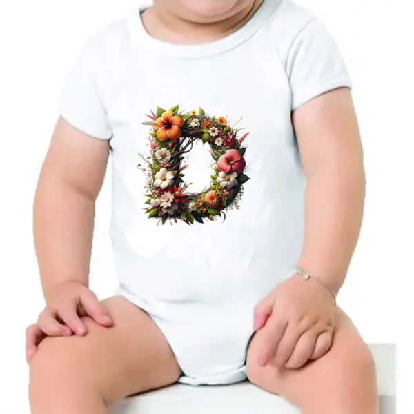 Body infantil Alfabeto Floral Letra D - Imagem 4