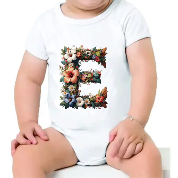 Body infantil Alfabeto Floral Letra E - Imagem 4